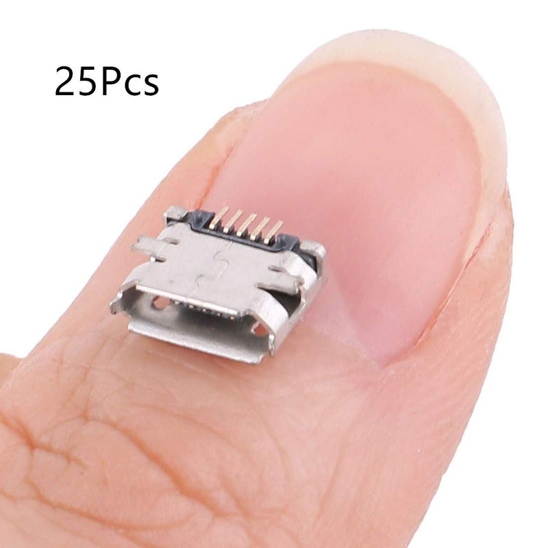 bnafes موصل أنثوي مايكرو USB نوع B بزاوية 180 درجة 5 دبابيس SMD SMT لحام 25 قطعة - Image 2